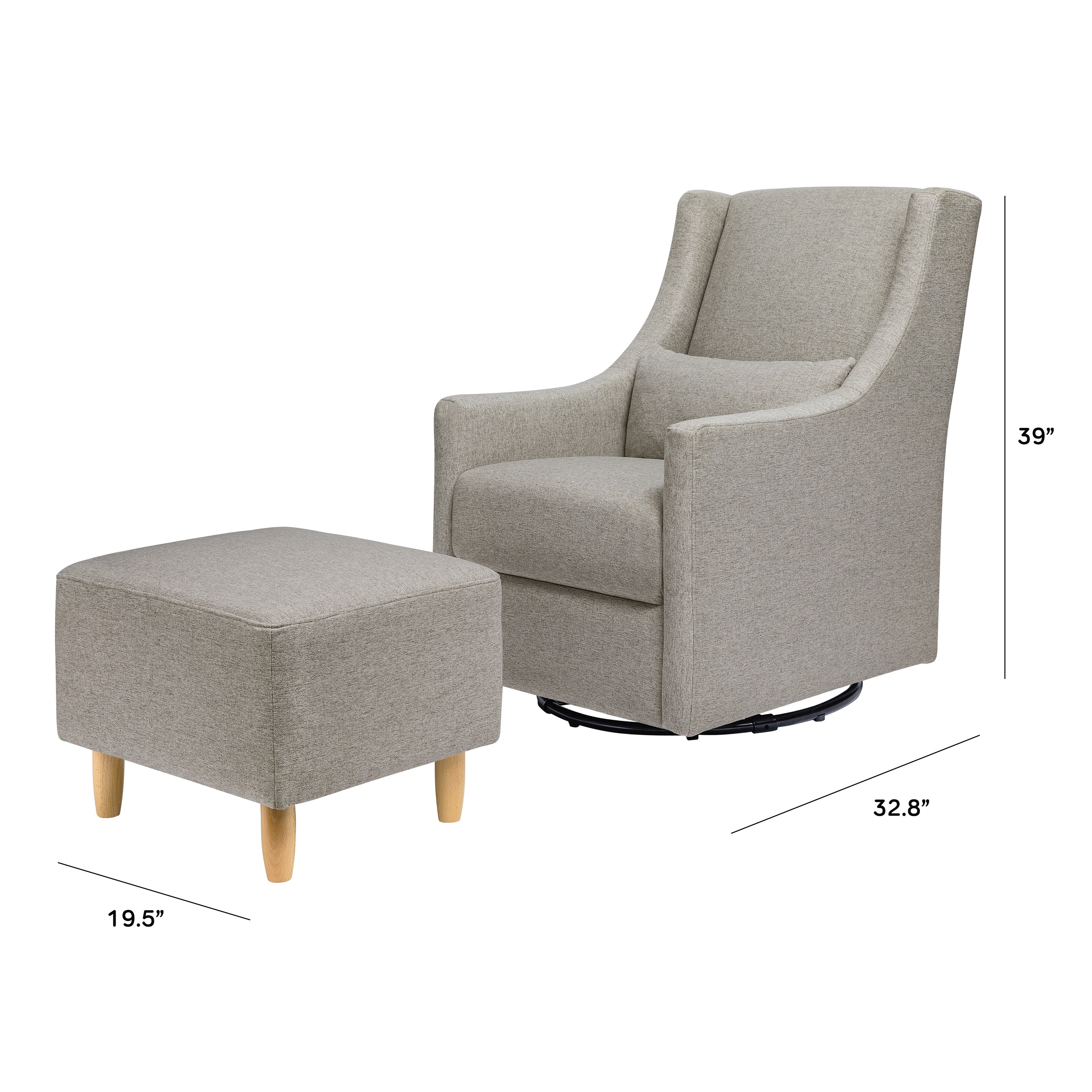 Babyletto Toco Swivel Glider and Ottoman in Eco-Performance Fabric | Water Repellent & Stain Resistant