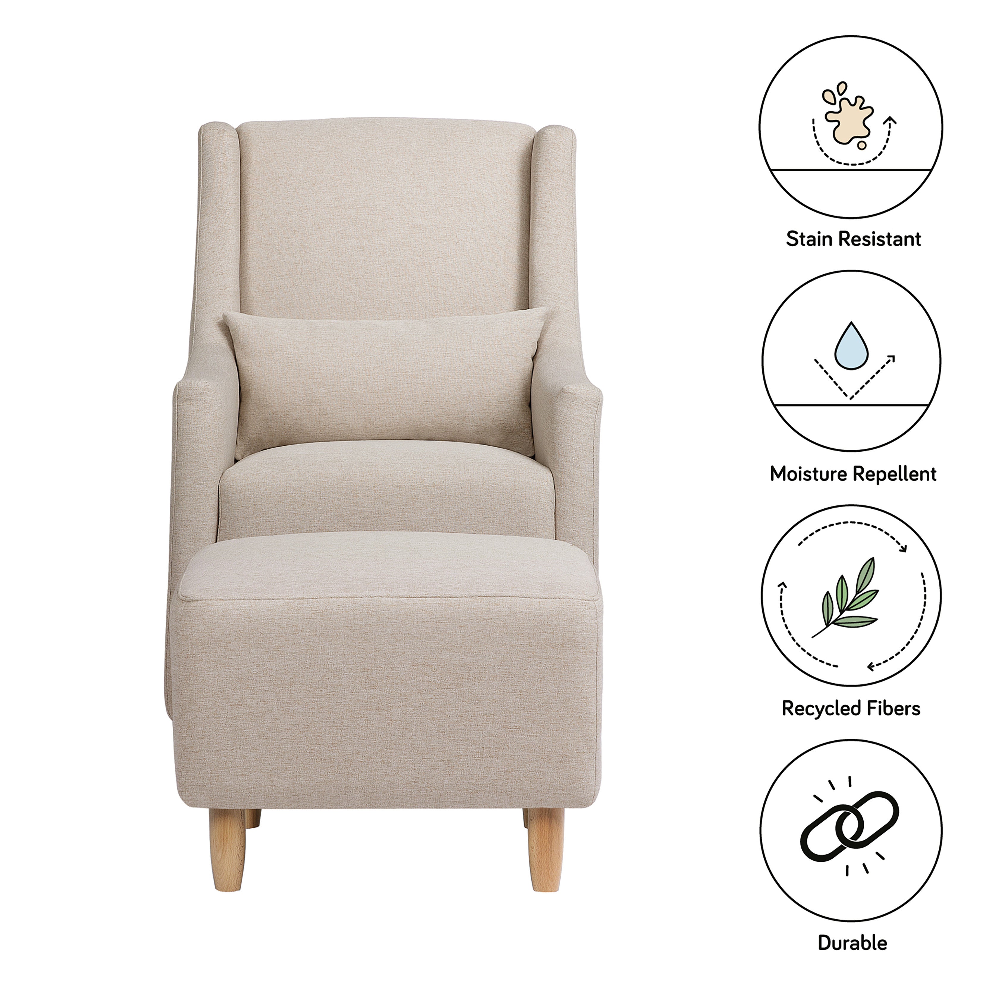 Babyletto Toco Swivel Glider and Ottoman in Eco-Performance Fabric | Water Repellent & Stain Resistant