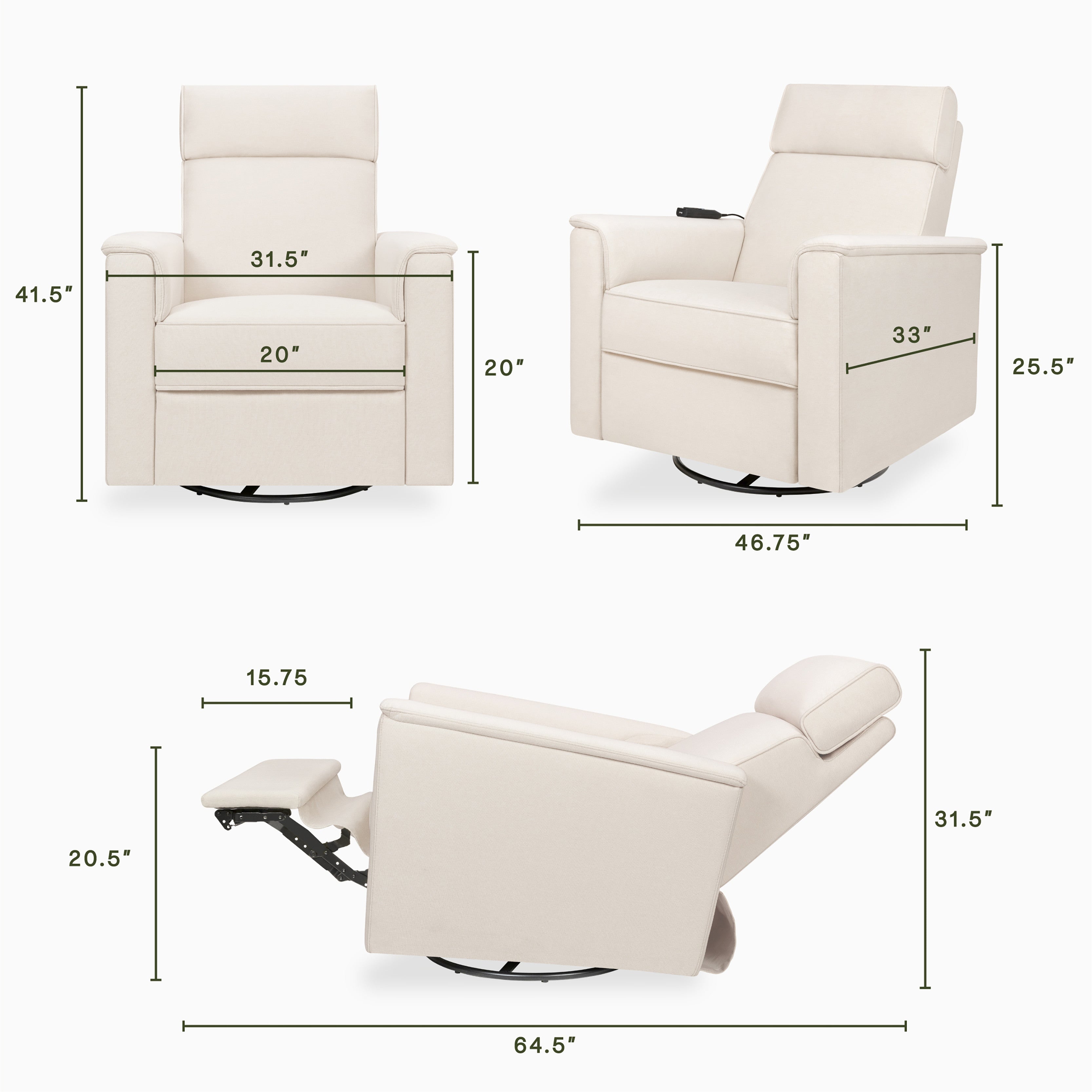 Namesake Willa Deluxe Power Recliner and Swivel Glider with Heat and Massage