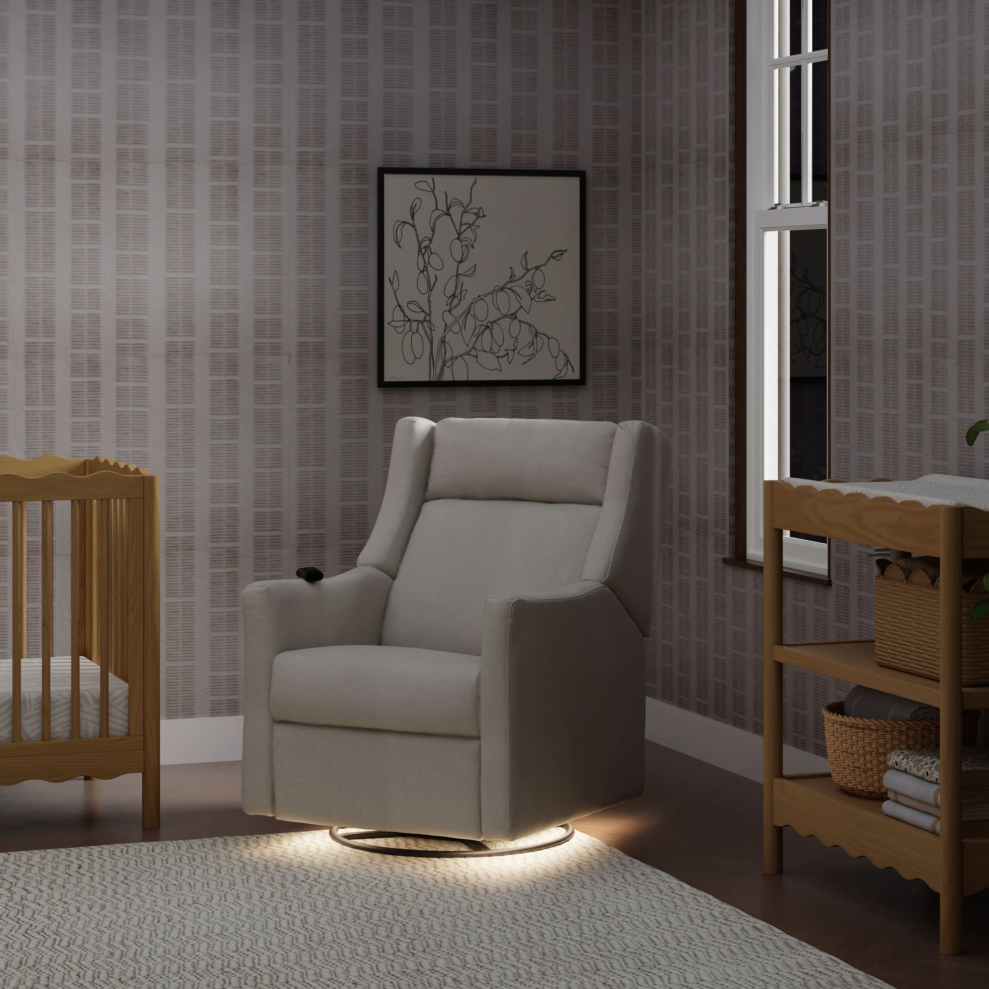 Babyletto Kiwi Deluxe Power Recliner & Swivel Glider with Heat and Massage