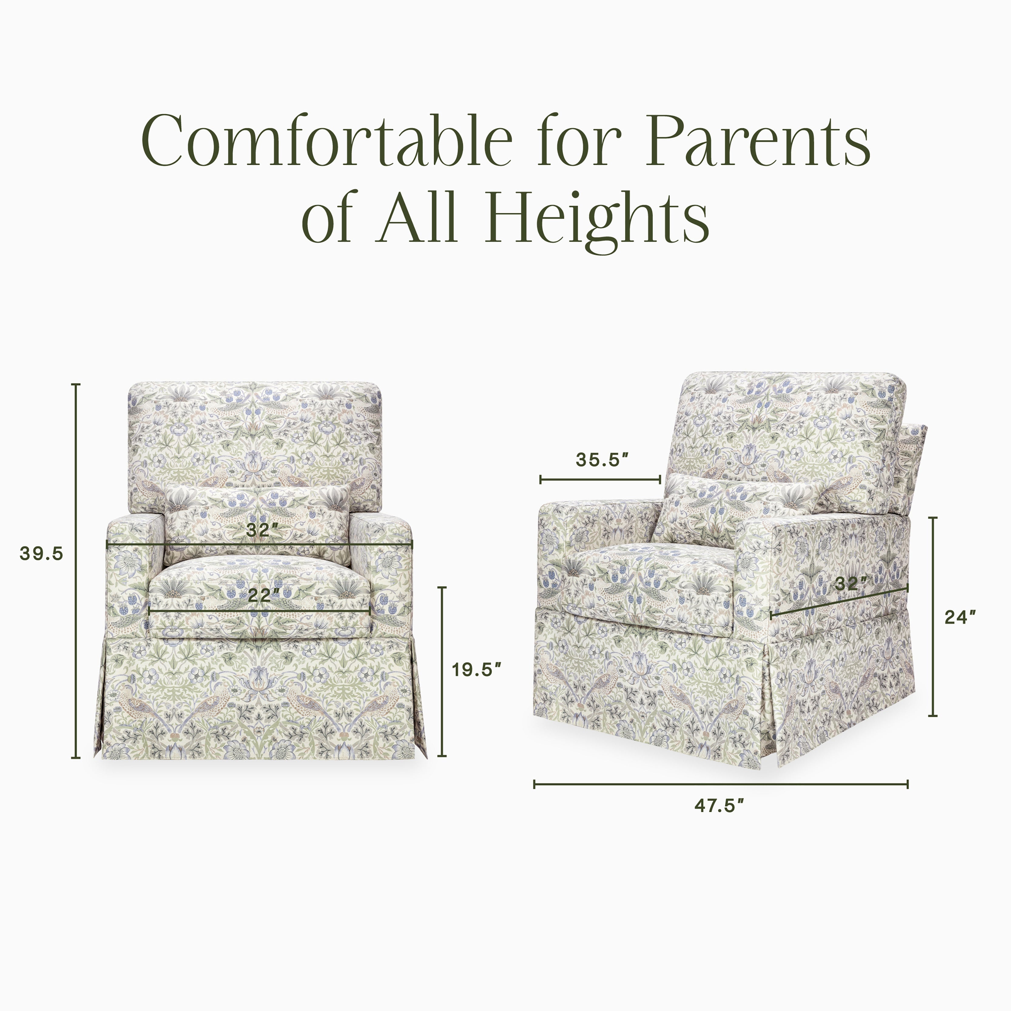 Morris & Co. x Namesake Crawford Pillowback Comfort Swivel Glider