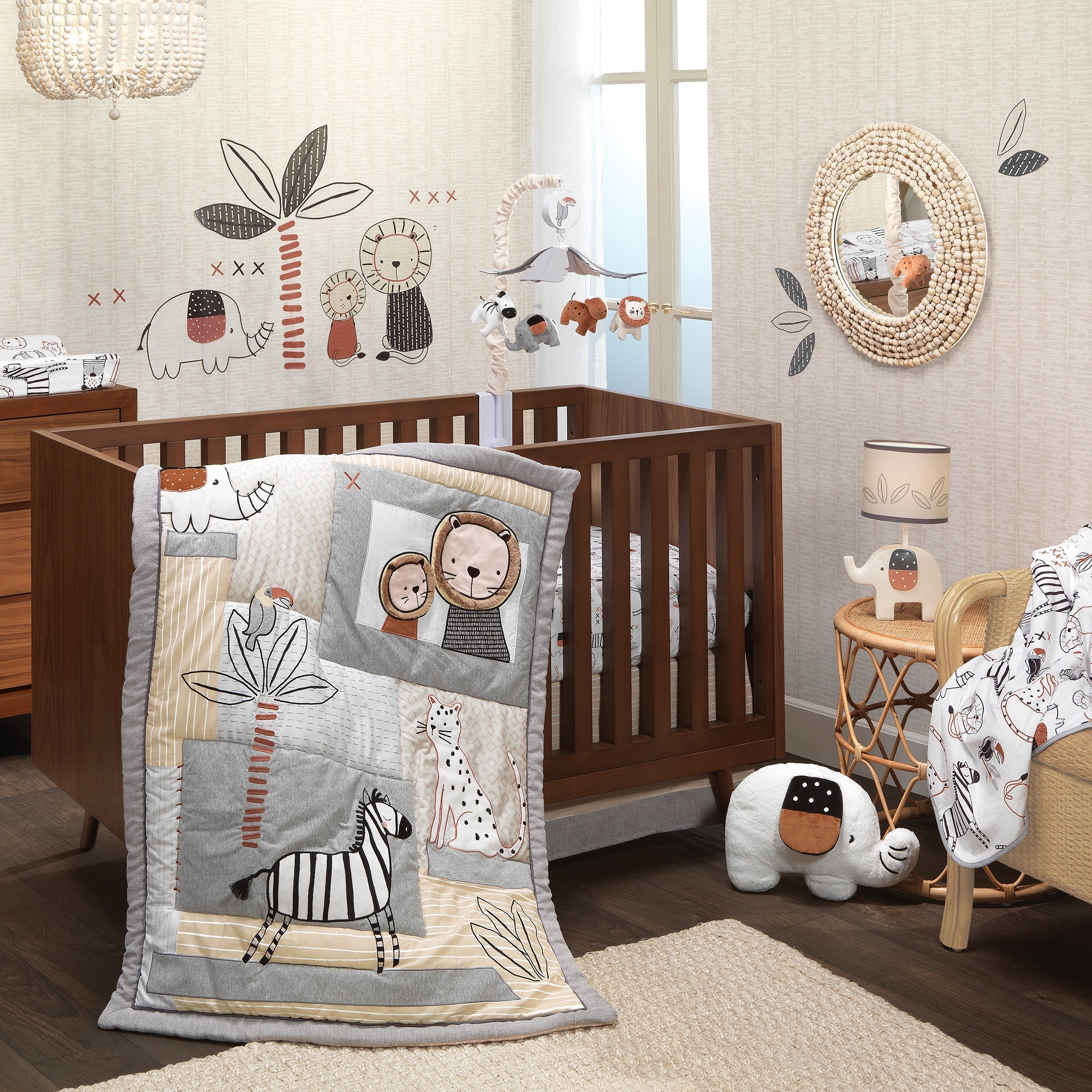 Lambs & Ivy Patchwork Jungle 4-Piece Crib Bedding Set