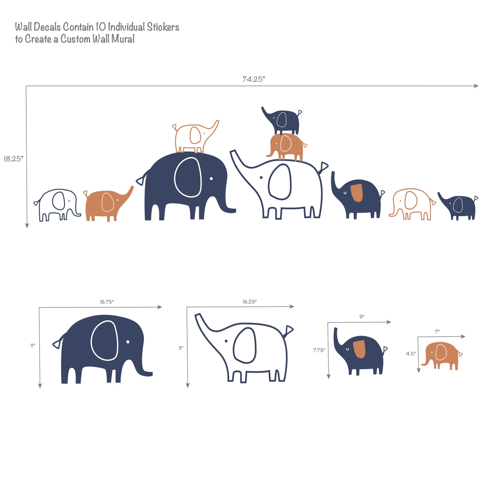 Lambs & Ivy Playful Elephant Wall Decals